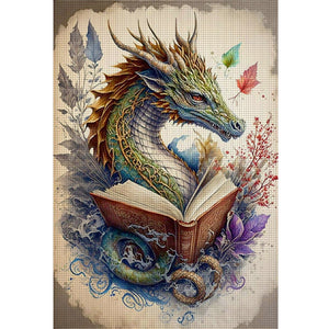 Retro Poster-Dragon Reading A Book - 11CT Counted Cross Stitch 40*60CM