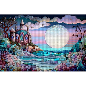 Castle Under Moonlight - 60*40CM 16CT Stamped Cross Stitch