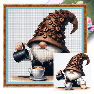 Coffee Gnome - 40*40CM 11CT Stamped Cross Stitch