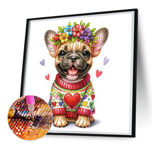 Garland Bulldog 30*30CM(Canvas) Partial Special Shaped Drill Diamond Painting