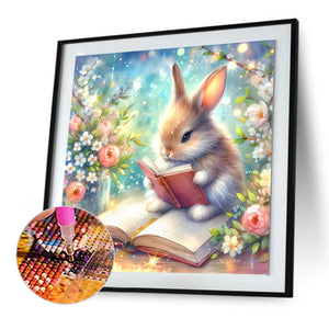 Rabbit Reading A Book 30*30CM(Canvas) Full Round Drill Diamond Painting