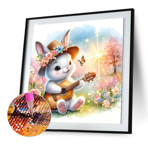Rabbit Playing Guitar 30*30CM(Canvas) Full Round Drill Diamond Painting