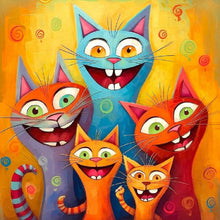 Load image into Gallery viewer, Cartoon Cat Group 30*30CM(Canvas) Full Round Drill Diamond Painting
