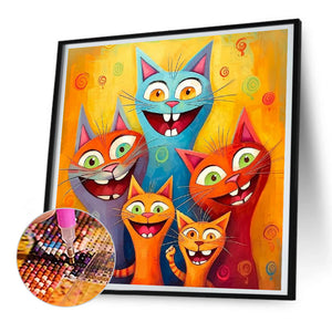 Cartoon Cat Group 30*30CM(Canvas) Full Round Drill Diamond Painting