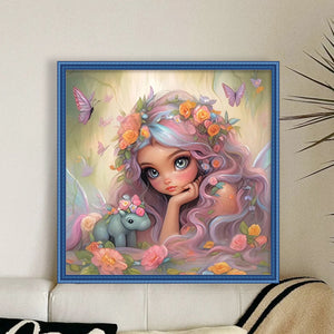 Butterfly Girl - 50*50CM 14CT Stamped Cross Stitch