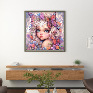 Butterfly Girl - 50*50CM 14CT Stamped Cross Stitch