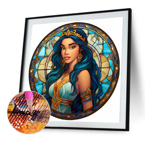 Glass Painting - Disney Princess-Princess Jasmine 40*40CM(Picture) Full AB Round Drill Diamond Painting
