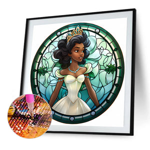 Glass Painting - Disney Princess-Princess Diana 40*40CM(Picture) Full AB Round Drill Diamond Painting