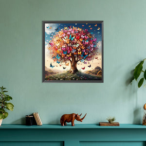 Colorful Butterfly Sacred Tree 30*30CM(Canvas) Full Round Drill Diamond Painting