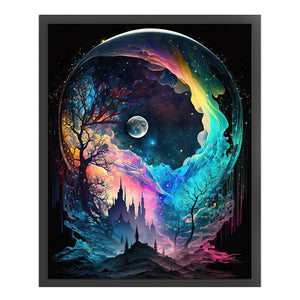 Colorful Forest Under The Moon - 40*50CM 18CT Stamped Cross Stitch
