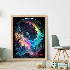 Colorful Forest Under The Moon - 40*50CM 18CT Stamped Cross Stitch