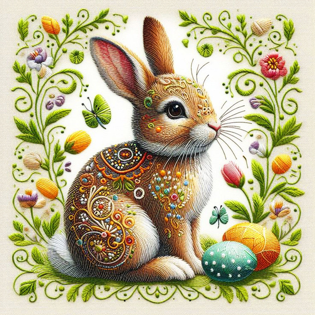 Embroidery Easter Egg Rabbit 30*30CM(Canvas) Full Round Drill Diamond Painting