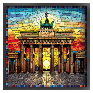 Glass Painting-Brandenburg Gate, Germany - 50*50CM 11CT Stamped Cross Stitch