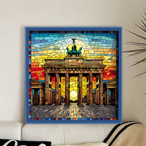 Glass Painting-Brandenburg Gate, Germany - 50*50CM 11CT Stamped Cross Stitch