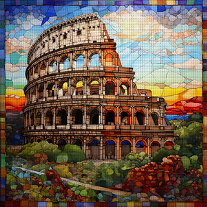 Glass Painting-Colosseum - 50*50CM 11CT Stamped Cross Stitch