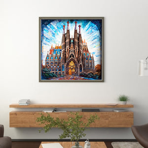 Glass Painting-Sagrada Familia, Spain - 50*50CM 11CT Stamped Cross Stitch