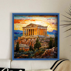 Glass Painting-Parthenon, Greece - 50*50CM 11CT Stamped Cross Stitch