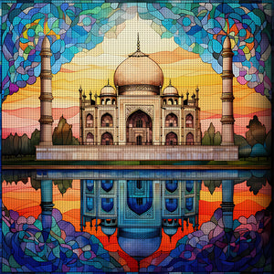 Glass Painting-Taj Mahal, India - 50*50CM 11CT Stamped Cross Stitch