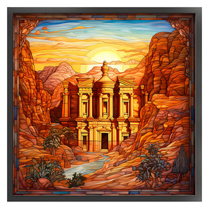 Glass Painting-Petra, Jordan - 50*50CM 11CT Stamped Cross Stitch