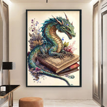 Load image into Gallery viewer, Retro Poster - Dragon Reading A Book - 40*60CM 11CT Stamped Cross Stitch
