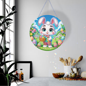 Handmade Cute Easter Rabbit Diamond Painting Hanging Pendant for Home Wall Decor