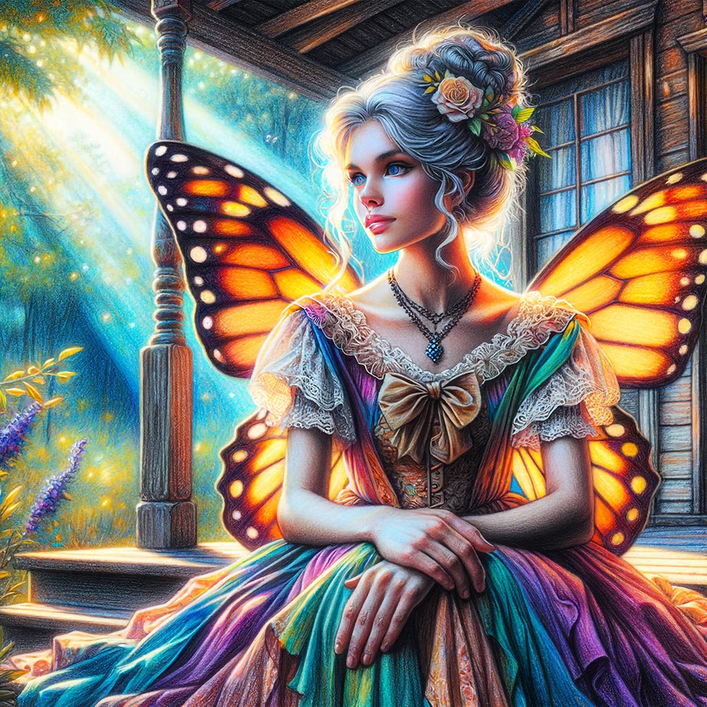 Garden Butterfly Fairy 30*30CM(Canvas) Full Round Drill Diamond Painting