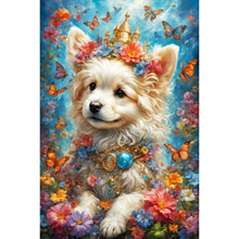 Load image into Gallery viewer, Flowers And White Dog 40*60CM(Canvas) Full Round Drill Diamond Painting
