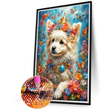 Load image into Gallery viewer, Flowers And White Dog 40*60CM(Canvas) Full Round Drill Diamond Painting
