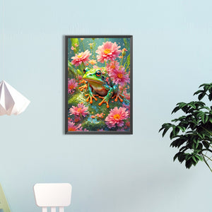 Flower And Frog 40*60CM(Canvas) Full Round Drill Diamond Painting