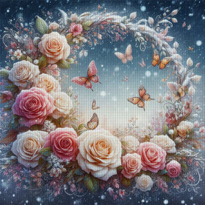 Rose Butterfly - 40*40CM 18CT Stamped Cross Stitch