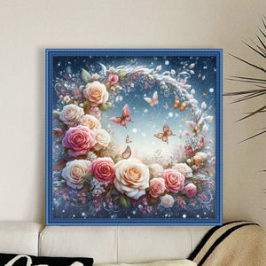 Rose Butterfly - 40*40CM 18CT Stamped Cross Stitch