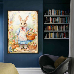 Retro Poster-Easter Egg Bunny - 40*60CM 11CT Stamped Cross Stitch