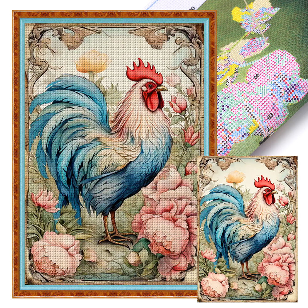 Retro Poster - Rooster - 40*60CM 11CT Stamped Cross Stitch