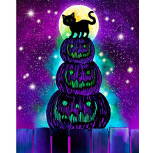 Load image into Gallery viewer, Pumpkin Lantern And Black Cat 40*50CM(Canvas) Full Round Drill Diamond Painting
