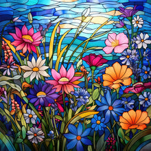 Load image into Gallery viewer, Glass Painting Colorful Flowers 30*30CM(Canvas) Full Round Drill Diamond Painting
