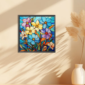 Glass Painting Colorful Daffodils 30*30CM(Canvas) Full Round Drill Diamond Painting