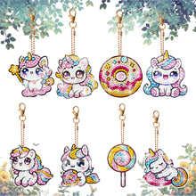 Load image into Gallery viewer, 8Pcs Double Side Animal Mermaid Full Drill Keyring Diamond Painting Art Keychain
