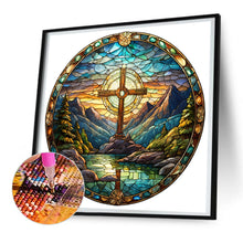 Load image into Gallery viewer, Cross Nature Landscape Glass Painting 30*30CM(Canvas) Full Round Drill Diamond Painting
