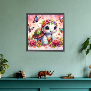 Butterfly And Cute Little Tortoise 30*30CM(Canvas) Full Round Drill Diamond Painting