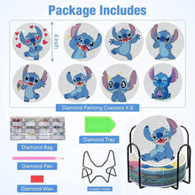 Load image into Gallery viewer, 8 Pcs Stitch Diamond Art Coasters With Holder Diamond Art Painting Coasters Kits

