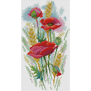 The Charm Of Poppy Flowers - 19*37CM 14CT Stamped Cross Stitch(Joy Sunday)