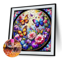 Load image into Gallery viewer, Glass Wind Butterfly And Flower 30*30CM(Canvas) Full Round Drill Diamond Painting
