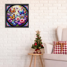 Load image into Gallery viewer, Glass Wind Butterfly And Flower 30*30CM(Canvas) Full Round Drill Diamond Painting
