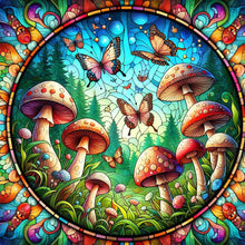 Load image into Gallery viewer, Glass Wind Butterfly Mushroom 30*30CM(Canvas) Full Round Drill Diamond Painting
