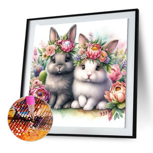 Two Rabbits 30*30CM(Canvas) Full Round Drill Diamond Painting