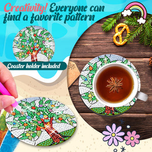 8 Pcs Diamond Art Coasters Maple Leaf Tree Sunflower Diamond Art Coasters Crafts