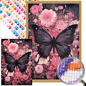 Flowers Butterfly 40*60CM(Picture) Full AB Round Drill Diamond Painting
