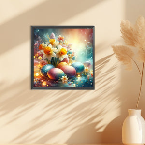 Easter Eggs With Daffodils 30*30CM(Canvas) Full Round Drill Diamond Painting