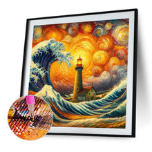 Load image into Gallery viewer, Colored Lead Painting Of Lighthouse On The Sea 40*40CM(Canvas) Full Round Drill Diamond Painting
