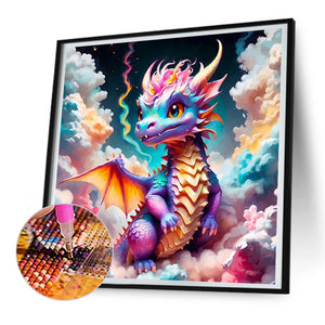 Colorful Dragon In The Mist 30*30CM(Canvas) Full Round Drill Diamond Painting